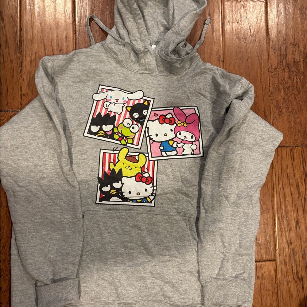 Sanrio Gray Hoodie with Character Graphics